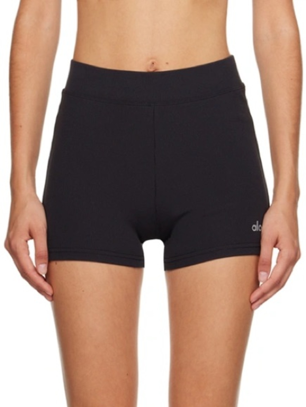 Alo Yoga / Goddess Ribbed High-Waist Hot Short - Black / Size Large